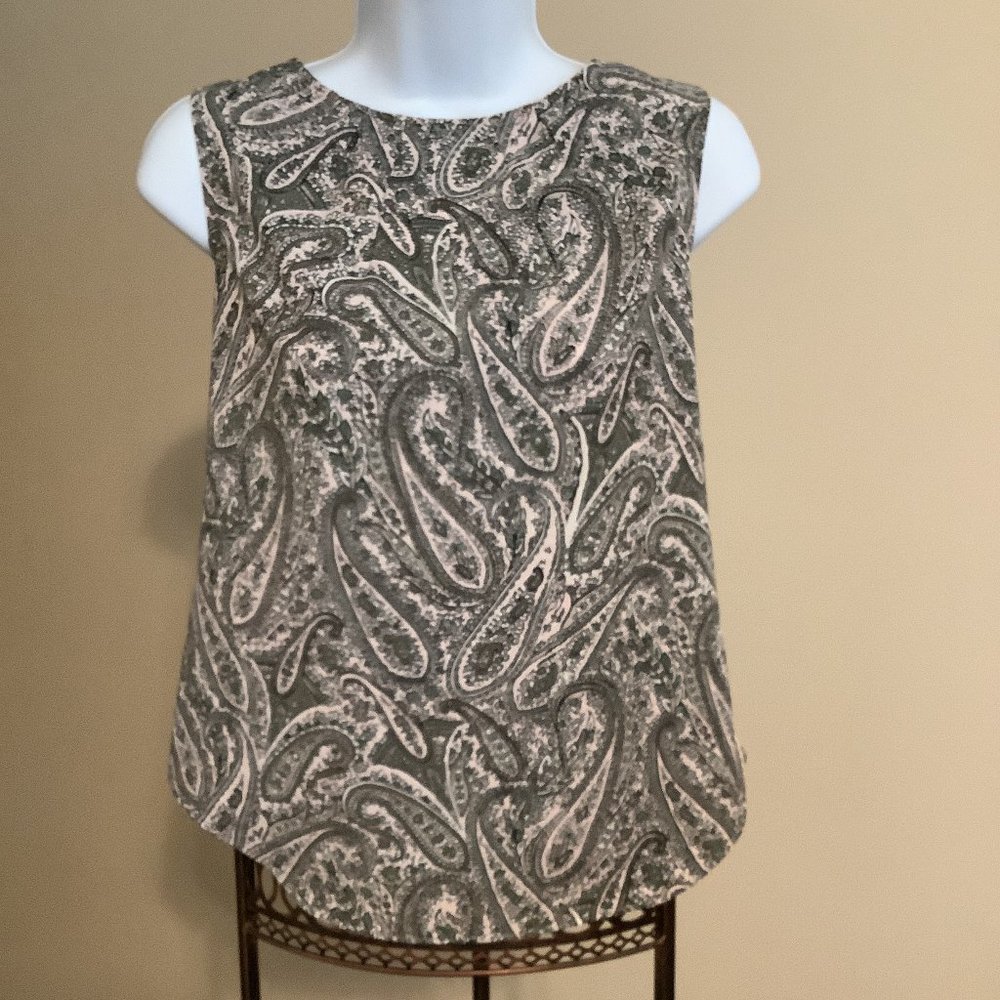 Talbots Green Paisley Sleeveless Top-Size P